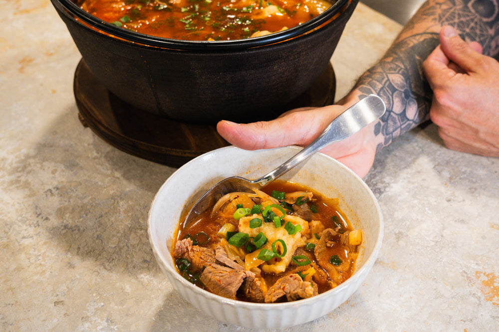 Andy Cooks - Kimchi Dumpling Soup Recipe