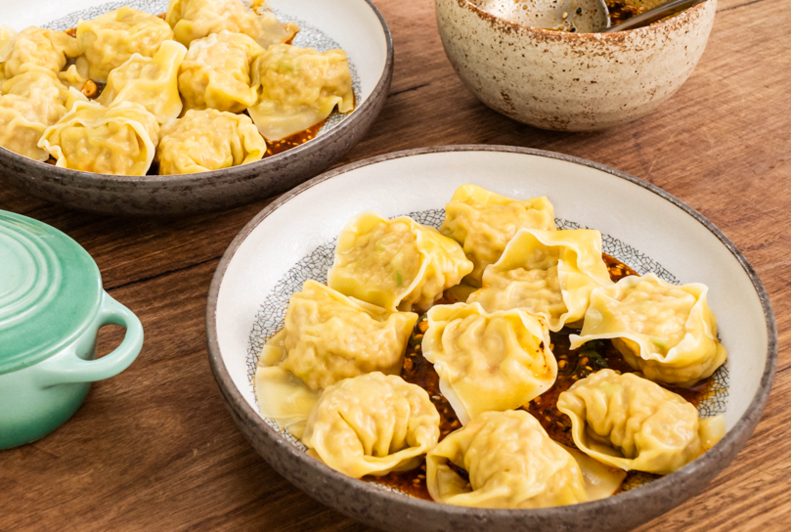 Andy Cooks - Pork and Prawn Wontons with Chilli Peanut Sauce